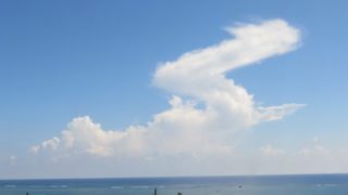 青空に浮かぶ大きな竜のような雲